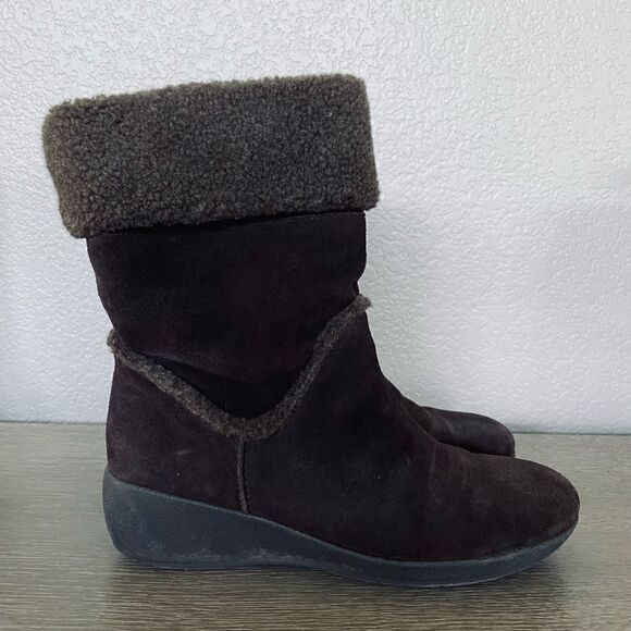 Easy Spirit Brown Suede Leather Sherpa Winter Boots 10 - Picture 5 of 8